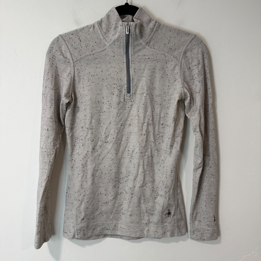 Smartwool Women's Light Heathered Grey 1/4 Zip Long Sleeve Top
